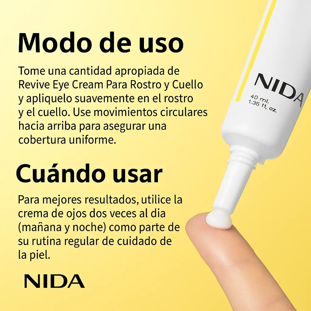 NIDA Revive Eye Cream: Para Cara Y Cuello Elimina Arrugas y Líneas Finas (Compra 2 y Obtén 1 Gratis)
